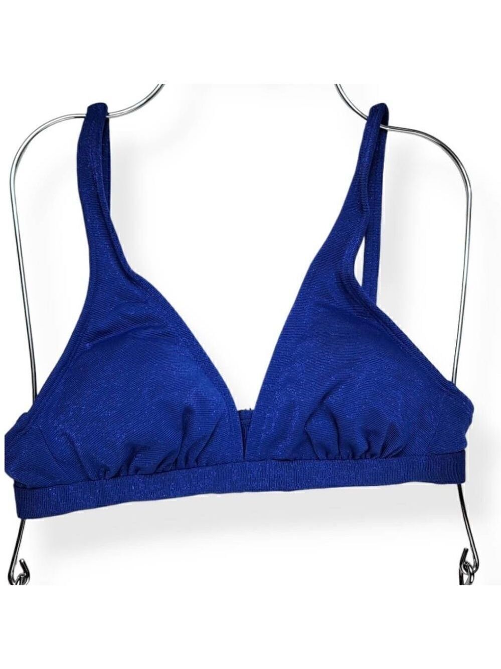 Xhilaration  Glittered Blue Triangle Bikini Top Small Jrs.